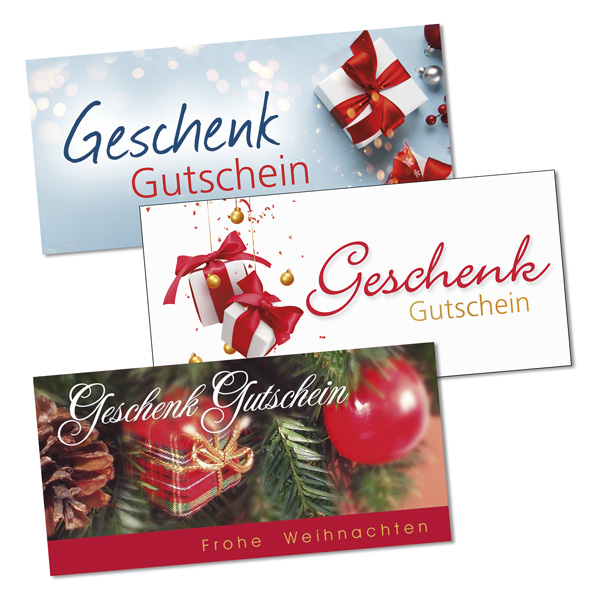 Spar-Angebot Weihnachten, 30 Gutscheine DIN Lang, 3 Motive s